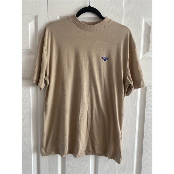 Collusion Men's Tan High Neck Graphic Tee Diamond Print Grunge Medium Streetwear - Picture 5 of 10